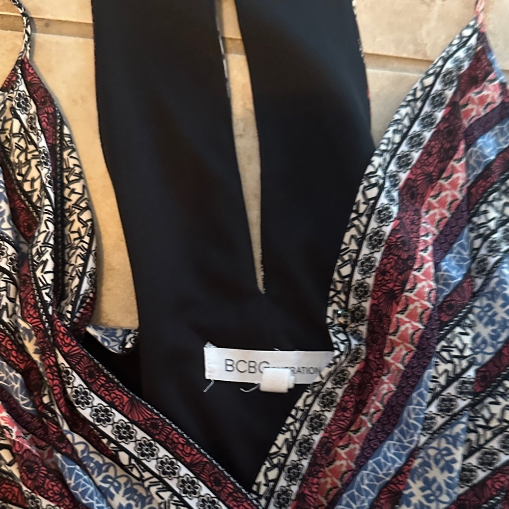 BCBG Red and Blue Geometric Dress